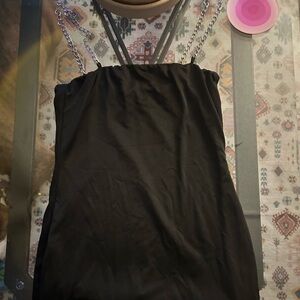 Mini black fashion nova dress with silver chain straps